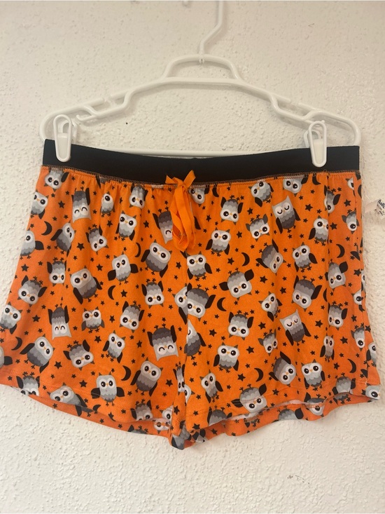Pants - Women's Orange Owl Print Halloween Lounge Shorts PJ bottoms NWT Large